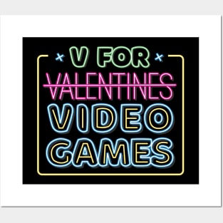 V Is for Victory: Neon Video Game Fun! Posters and Art